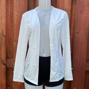 Novashe Women’s White Open Blazer Jacket Size M